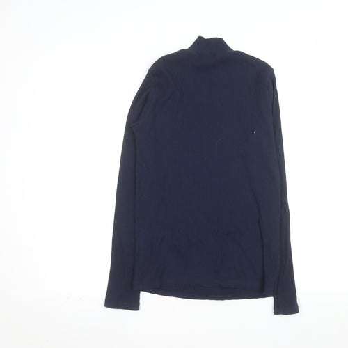 UNIQLO Women’s Blue Long Sleeve Mock Neck Cotton Top Size S