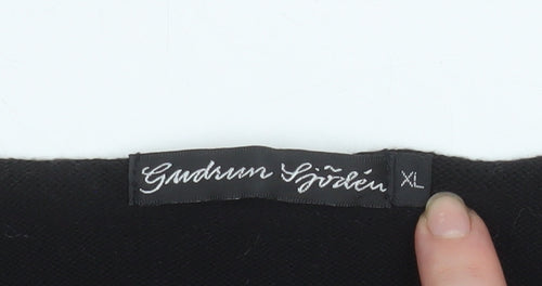 Gudrun Sjödén Women's Black Cotton Crew Neck Pullover Jumper XL