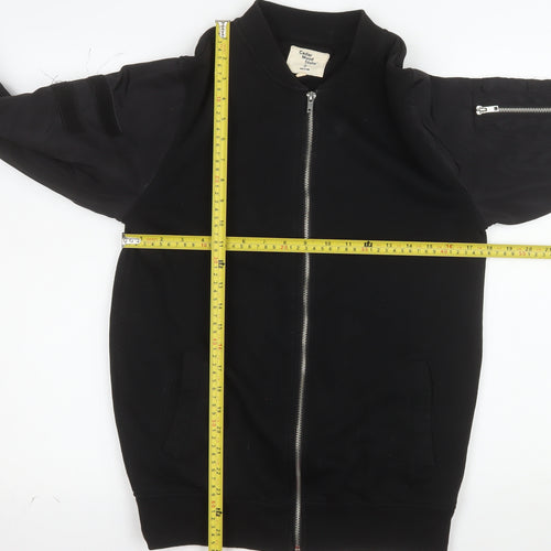 Cedar Wood State Men's Black Small Bomber Jacket Zip Pockets