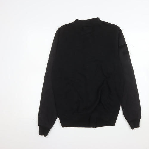 Cedar Wood State Men's Black Small Bomber Jacket Zip Pockets