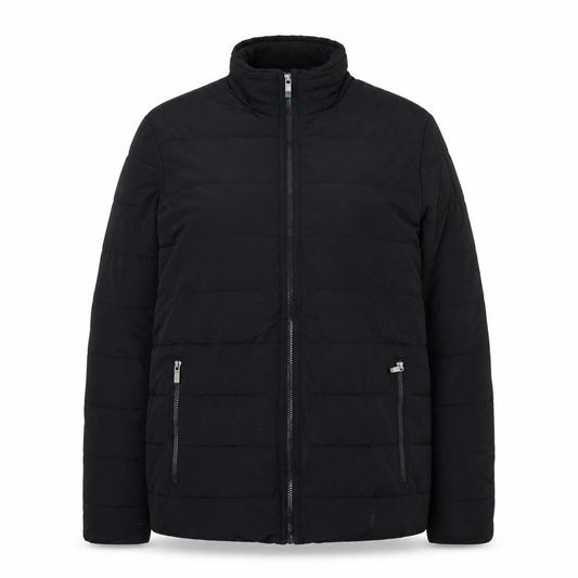 Front view of Weatherproof Women's Black Puffer Jacket M Mid-Length Lined