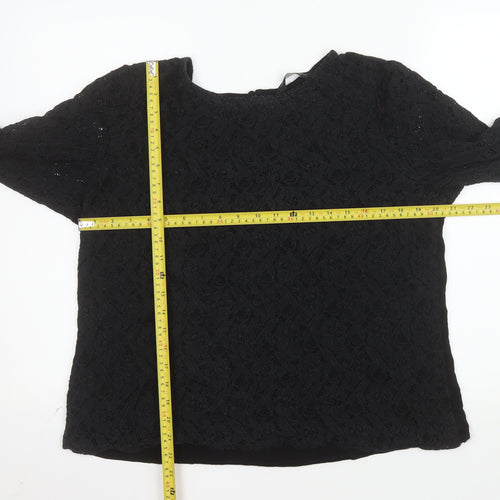 Dorothy Perkins Women's Black Lace 3/4 Sleeve Blouse Size 20
