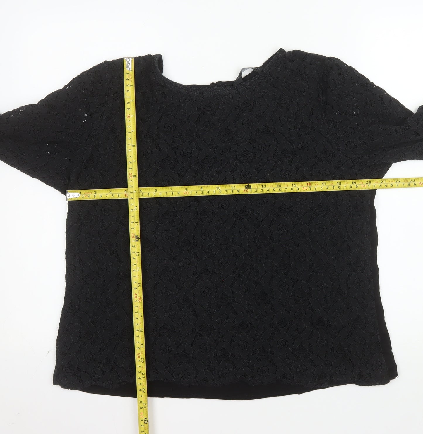 Dorothy Perkins Women's Black Lace 3/4 Sleeve Blouse Size 20