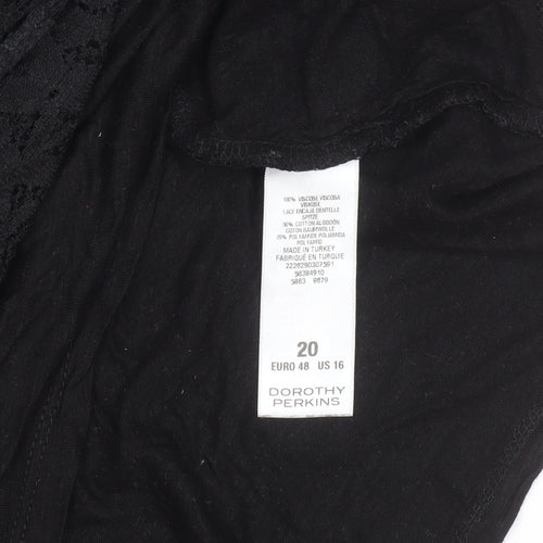Dorothy Perkins Women's Black Lace 3/4 Sleeve Blouse Size 20