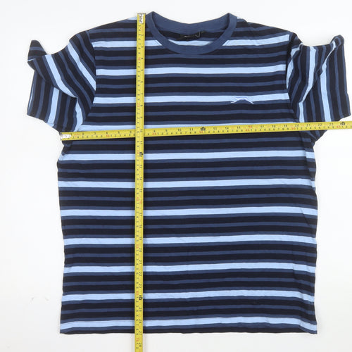 Slazenger Men's Blue Striped Cotton Crew Neck T-Shirt L