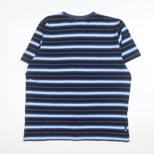 Slazenger Men's Blue Striped Cotton Crew Neck T-Shirt L