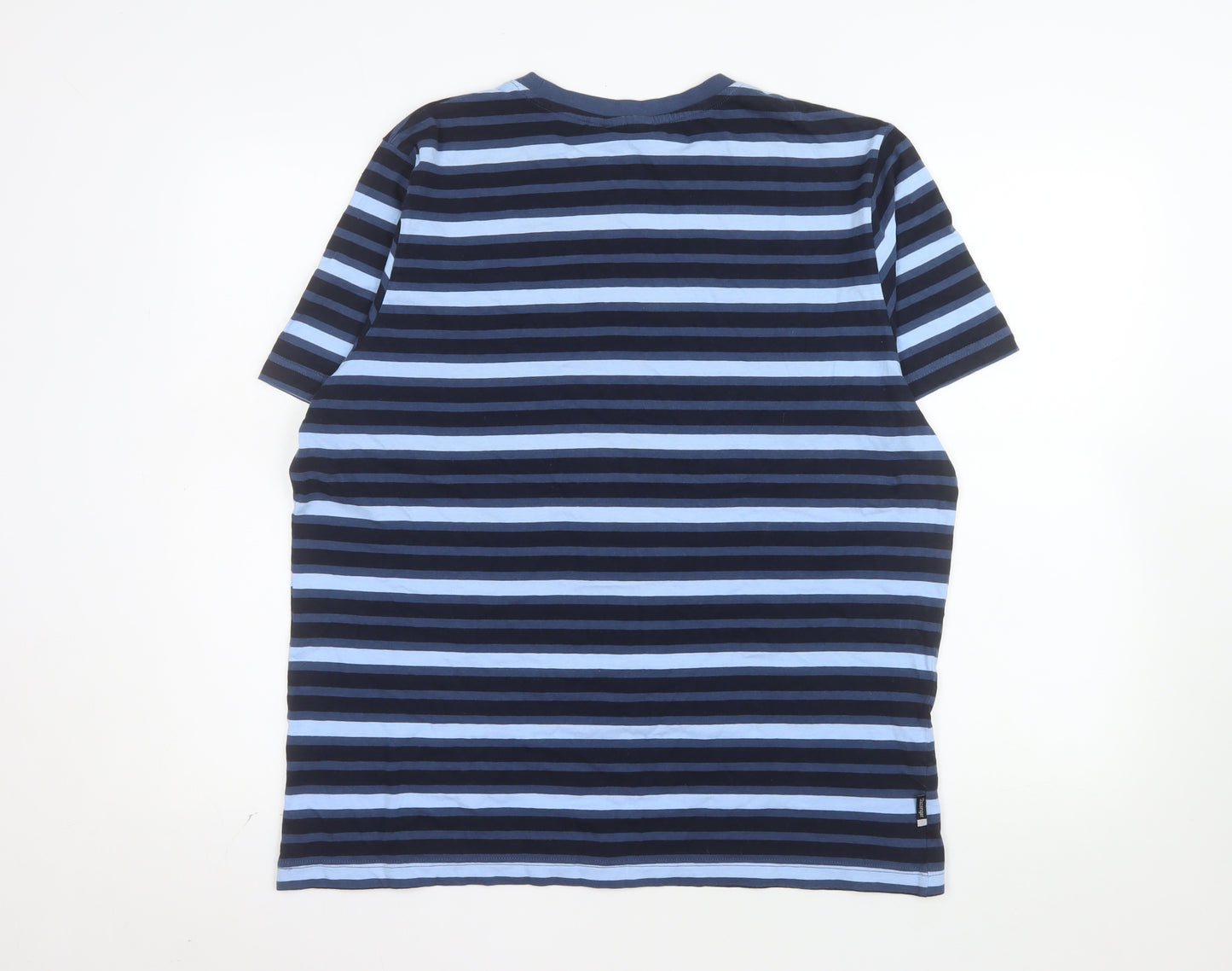Slazenger Men's Blue Striped Cotton Crew Neck T-Shirt L