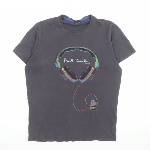 Paul Smith Men's Black Music Headphones Graphic Cotton T-Shirt Size S