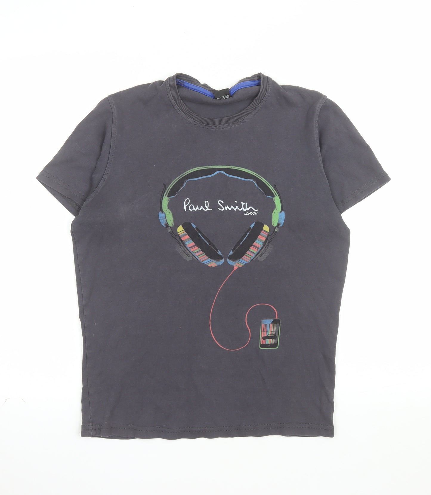 Paul Smith Men's Black Music Headphones Graphic Cotton T-Shirt Size S