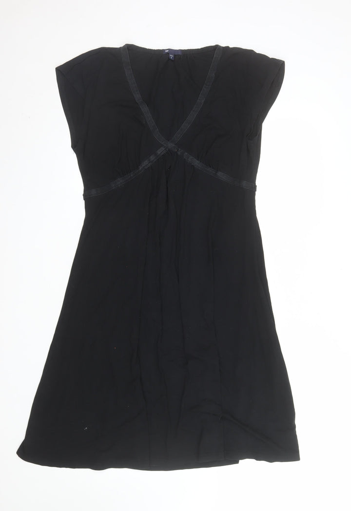 Gap Women’s Black Knee Length V-Neck Empire Waist Cotton Dress Size L