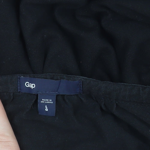 Gap Women’s Black Knee Length V-Neck Empire Waist Cotton Dress Size L