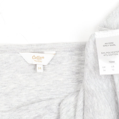 Cotton Traders Women's Grey Long Sleeve Boat Neck Top Size 14