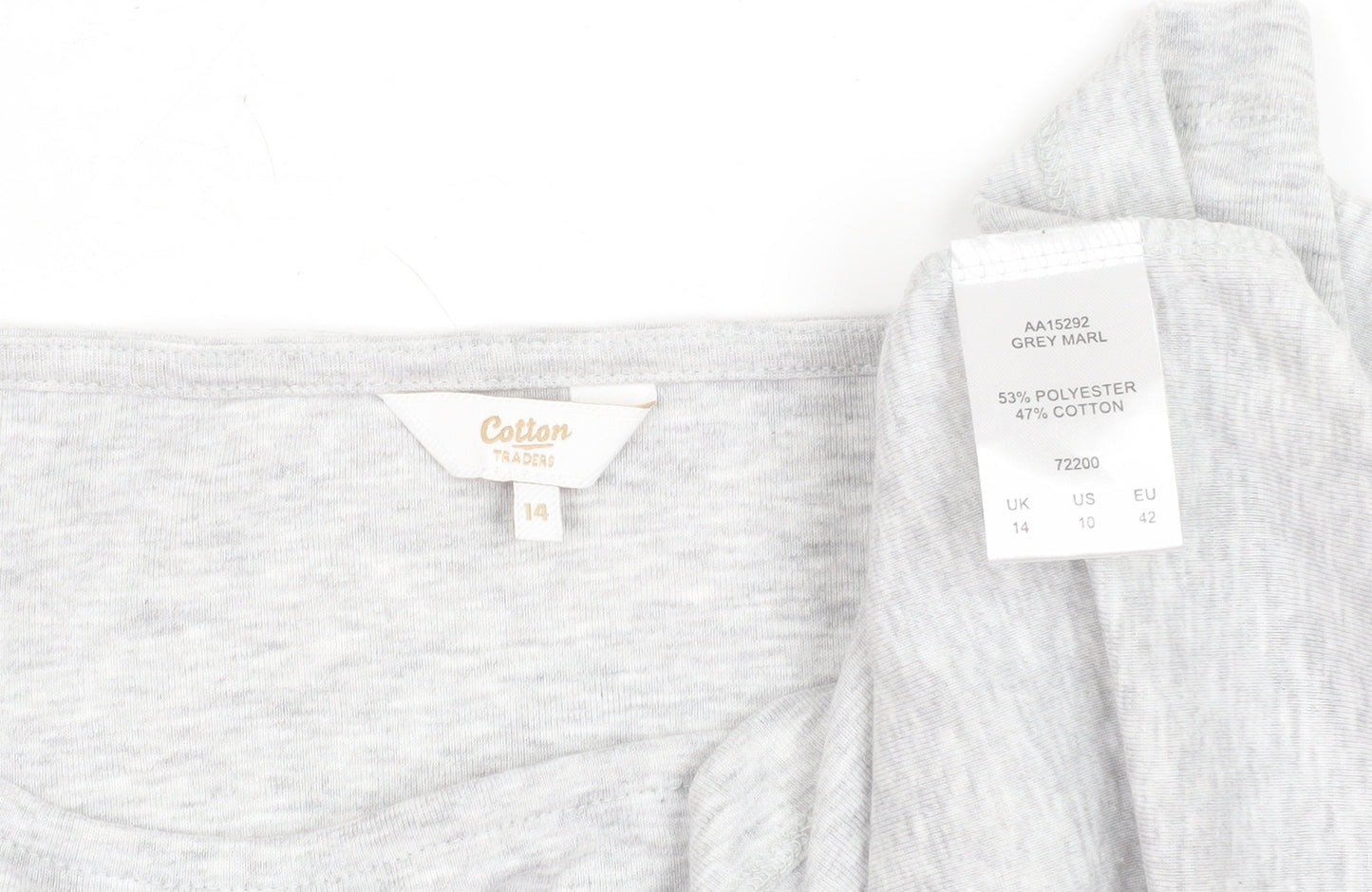 Cotton Traders Women's Grey Long Sleeve Boat Neck Top Size 14