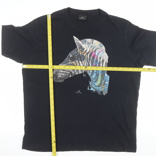 Paul Smith PS Men's Black XL Graphic Zebra Print Cotton T-Shirt