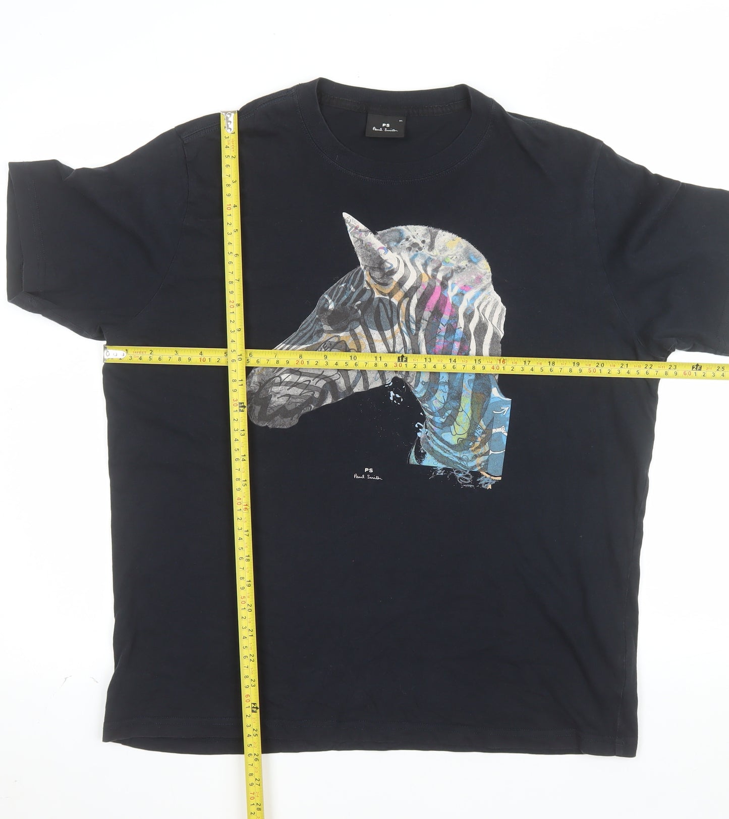 Paul Smith PS Men's Black XL Graphic Zebra Print Cotton T-Shirt