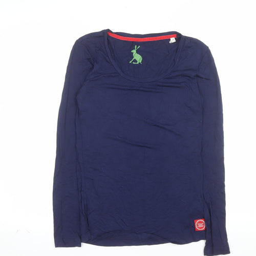 Joules Women's Blue Long Sleeve Viscose Stretch Basic Top Size 8