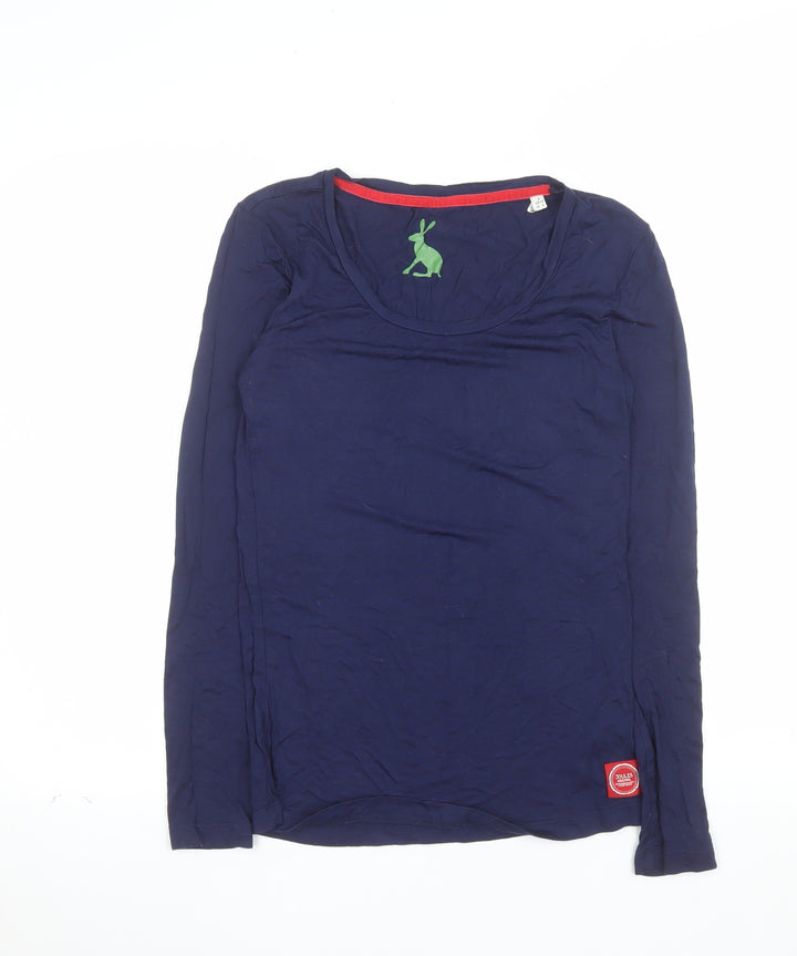 Joules Women's Blue Long Sleeve Viscose Stretch Basic Top Size 8