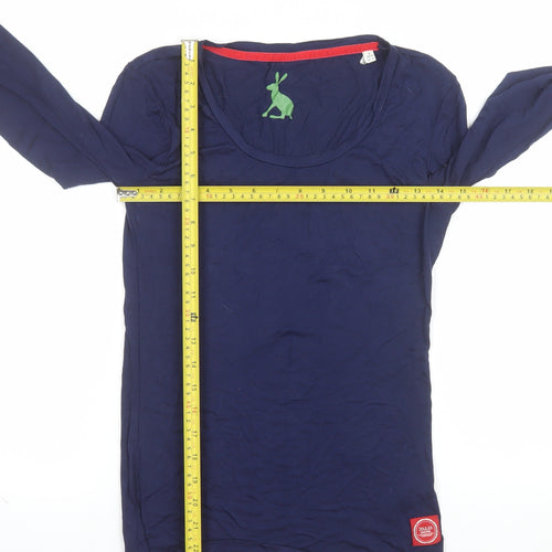 Joules Women's Blue Long Sleeve Viscose Stretch Basic Top Size 8