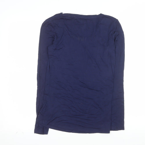 Joules Women's Blue Long Sleeve Viscose Stretch Basic Top Size 8