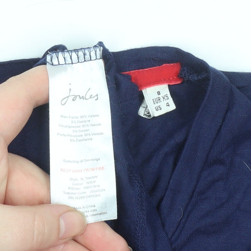 Joules Women's Blue Long Sleeve Viscose Stretch Basic Top Size 8