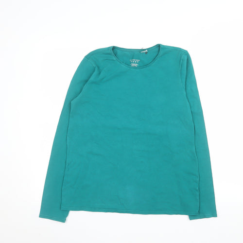 Lands' End Women's Green Long Sleeve Cotton Stretch T-Shirt Size M