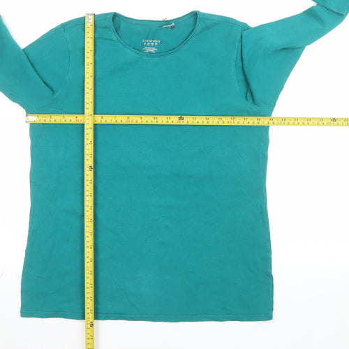 Lands' End Women's Green Long Sleeve Cotton Stretch T-Shirt Size M