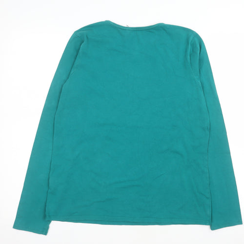 Lands' End Women's Green Long Sleeve Cotton Stretch T-Shirt Size M