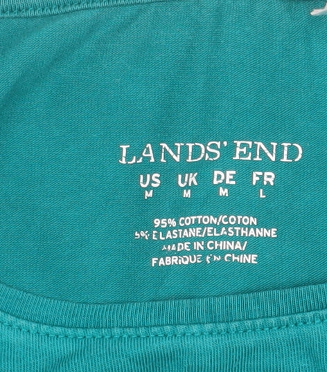 Lands' End Women's Green Long Sleeve Cotton Stretch T-Shirt Size M