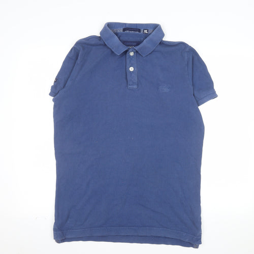 Superdry Men's Blue Classic Pique Polo Shirt XL Cotton