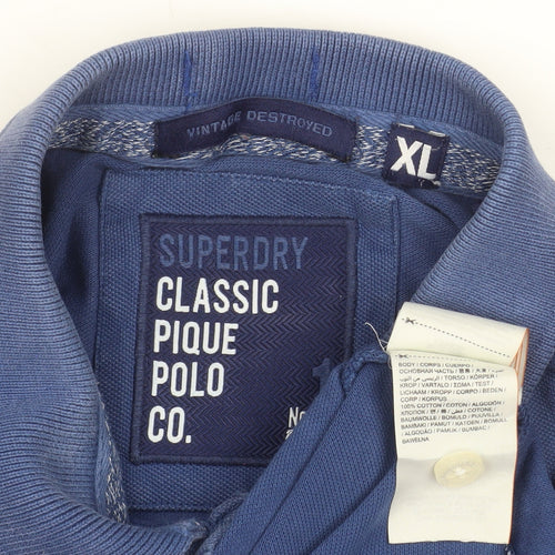 Superdry Men's Blue Classic Pique Polo Shirt XL Cotton
