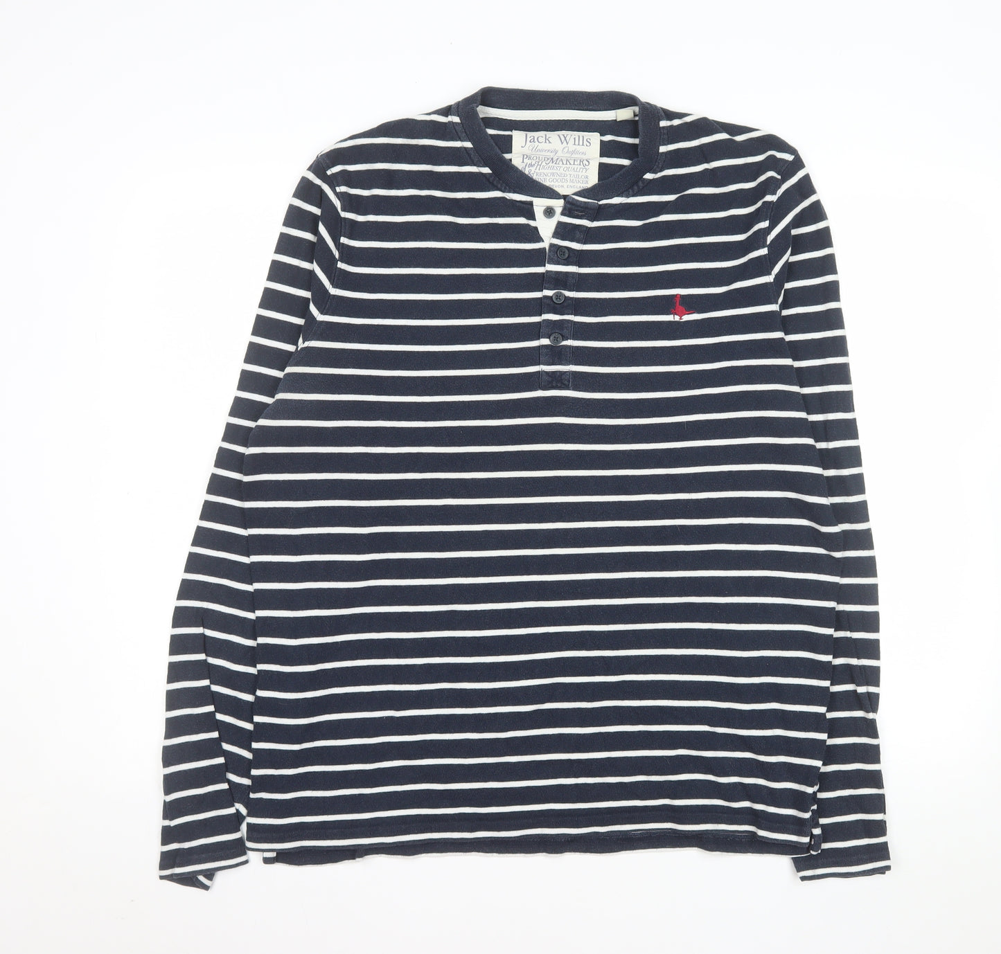 Jack Wills Womens Blue Striped Long Sleeve Henley T-Shirt Size L