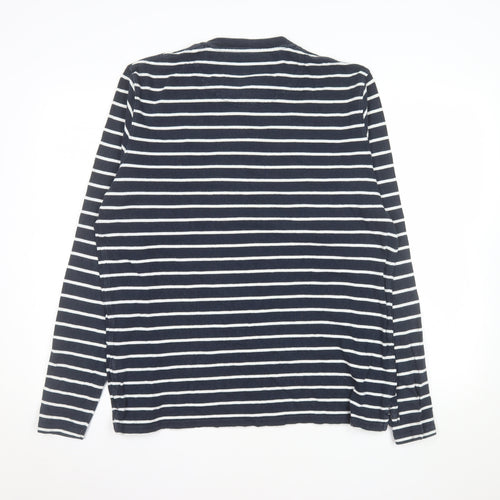 Jack Wills Womens Blue Striped Long Sleeve Henley T-Shirt Size L
