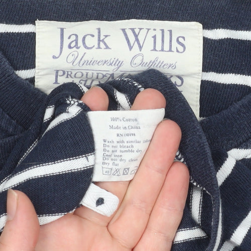 Jack Wills Womens Blue Striped Long Sleeve Henley T-Shirt Size L