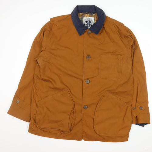 DASH Mens Brown Cotton Overcoat Jacket Lined Size L Regular Fit