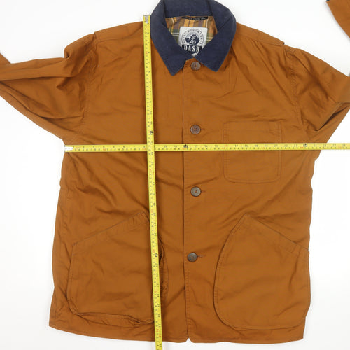 DASH Mens Brown Cotton Overcoat Jacket Lined Size L Regular Fit