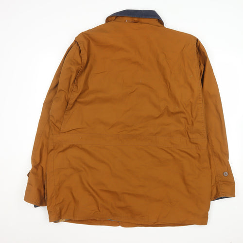 DASH Mens Brown Cotton Overcoat Jacket Lined Size L Regular Fit