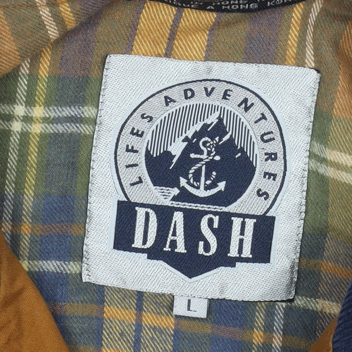 DASH Mens Brown Cotton Overcoat Jacket Lined Size L Regular Fit