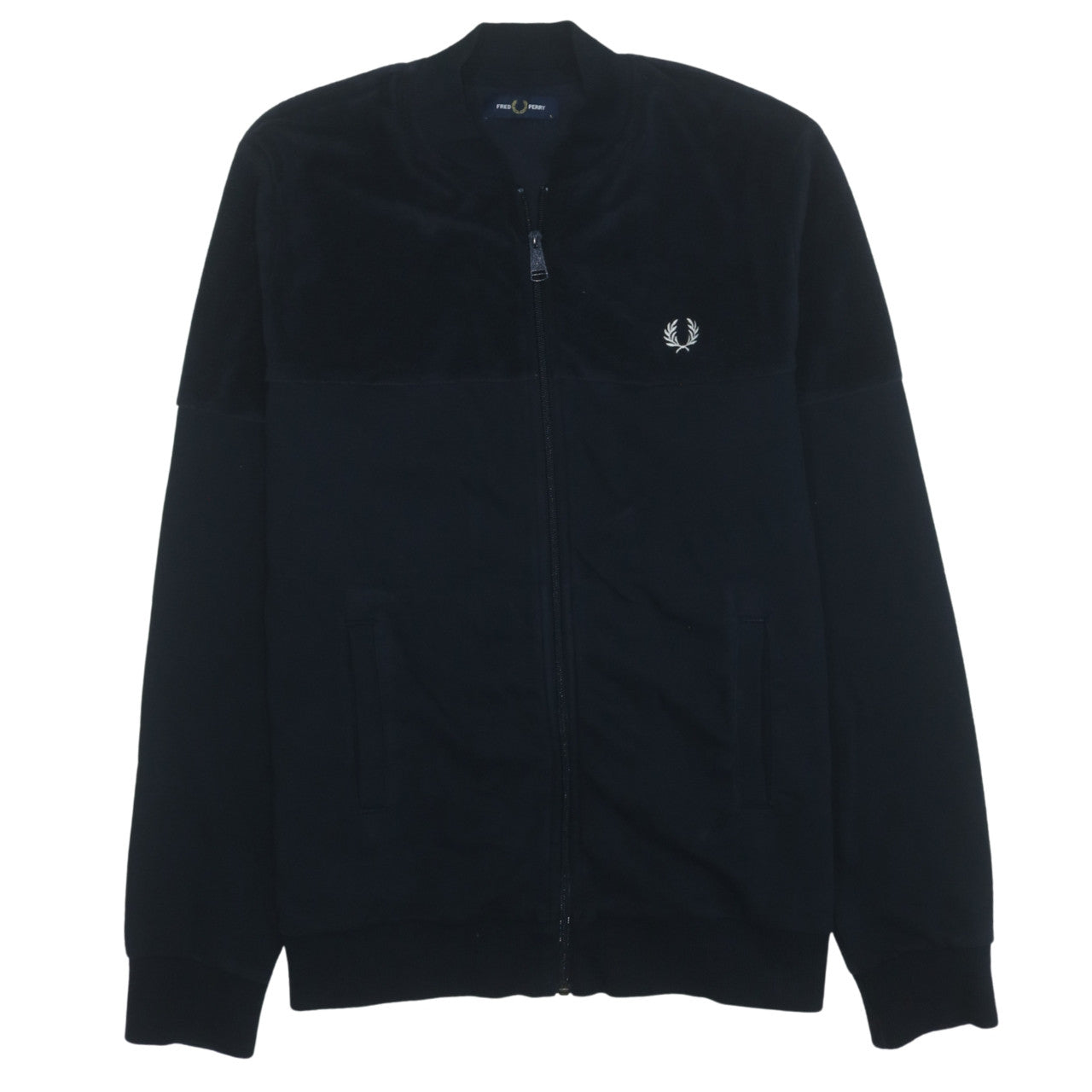 Fred Perry Men's Black Full Zip Sweatshirt Size L Classic Style