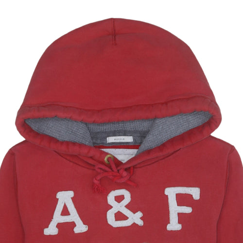 Abercrombie & Fitch Men's Red Pullover Hoodie M Muscle Fit