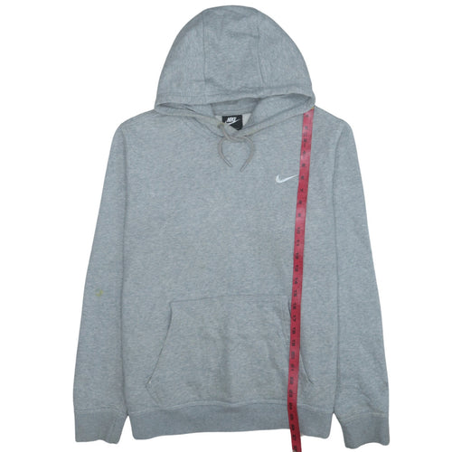 Nike Men's Grey Pullover Hoodie L Regular Fit Fleece Logo