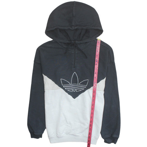 adidas Men's Black Pullover Hoodie S Fleece 1/4 Zip Trefoil Logo