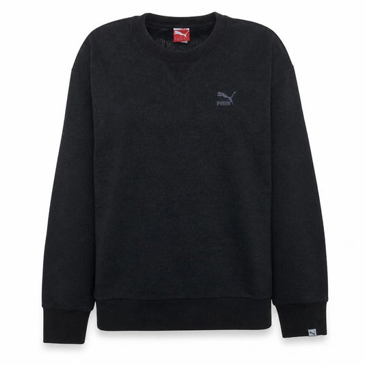 Front view of Puma Women Black Crew Neck Pullover Sweatshirt, size L