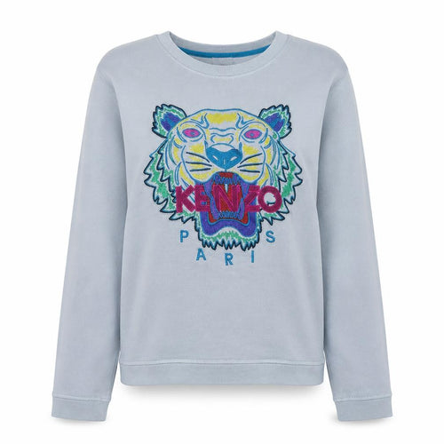 Kenzo Paris Womens White XL Pullover Sweatshirt Tiger Embroidered Cotton
