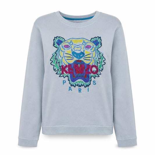 Kenzo Paris Womens White XL Pullover Sweatshirt Tiger Embroidered Cotton