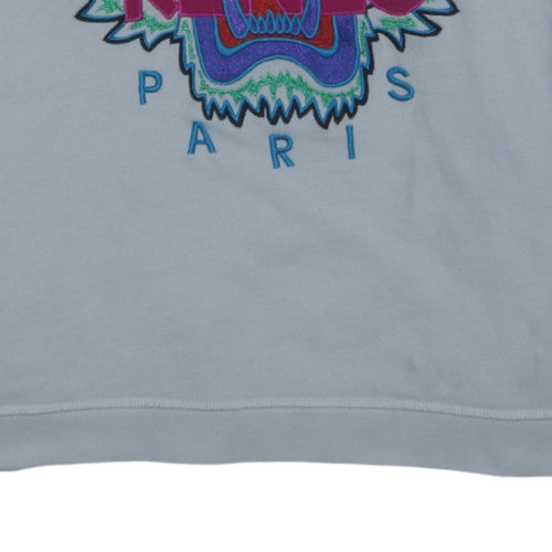 Kenzo Paris Womens White XL Pullover Sweatshirt Tiger Embroidered Cotton