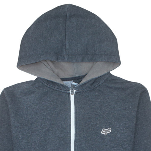 Fox Men's Grey Full Zip Hoodie M Fleece Cotton Polyester