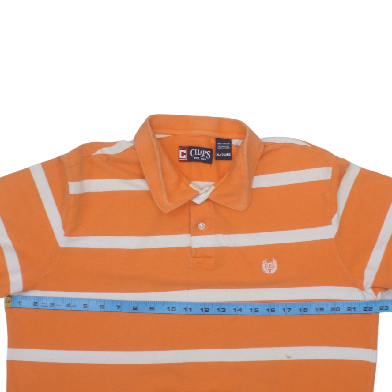 Chaps Men's Orange Striped Cotton Polo Shirt XL