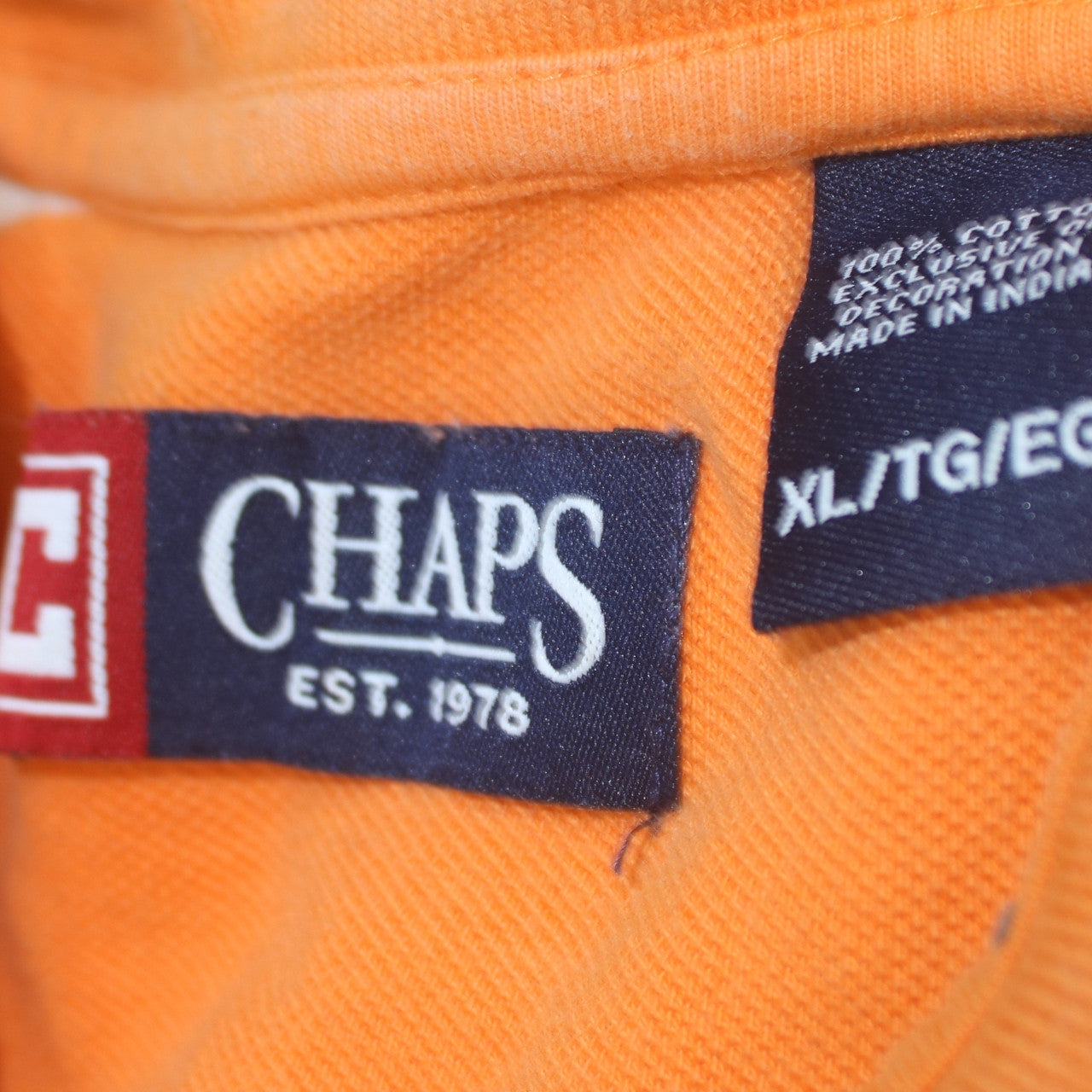 Chaps Men's Orange Striped Cotton Polo Shirt XL