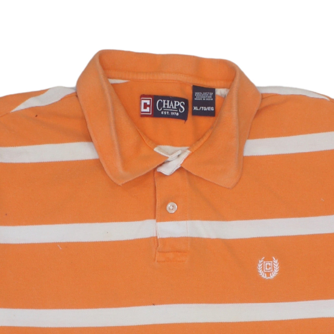 Chaps Men's Orange Striped Cotton Polo Shirt XL
