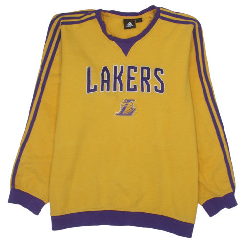 Adidas Men’s Yellow Lakers Pullover Sweatshirt XL Logo Sportswear